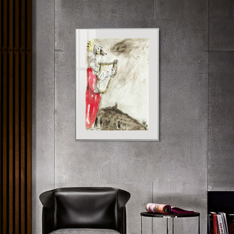 INVIN ART Mental Framed Canvas Giclee Print Art People in red by Marc Chagall Wall Art Living Room Home Office Decorations
