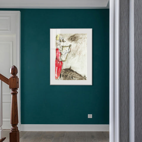 INVIN ART Mental Framed Canvas Giclee Print Art People in red by Marc Chagall Wall Art Living Room Home Office Decorations