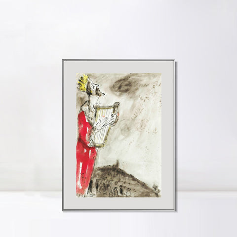 INVIN ART Mental Framed Canvas Giclee Print Art People in red by Marc Chagall Wall Art Living Room Home Office Decorations