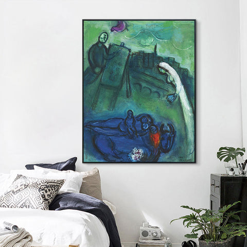 INVIN ART Framed Canvas Giclee Print Art Presence by Marc Chagall Wall Art Living Room Home Office Decorations