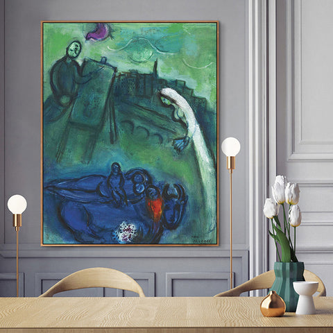 INVIN ART Framed Canvas Giclee Print Art Presence by Marc Chagall Wall Art Living Room Home Office Decorations