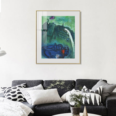 INVIN ART Mental Framed Canvas Giclee Print Art Presence by Marc Chagall Wall Art Living Room Home Office Decorations