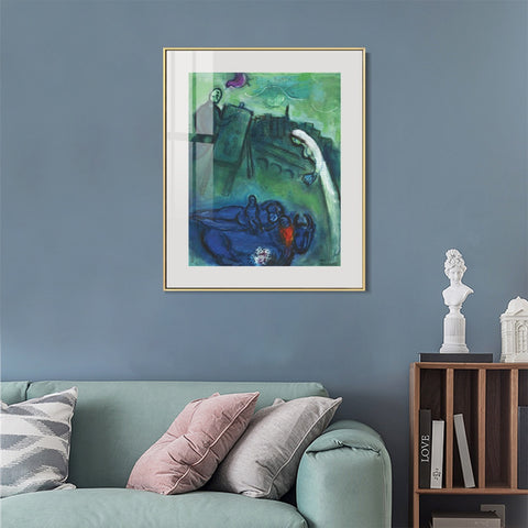 INVIN ART Mental Framed Canvas Giclee Print Art Presence by Marc Chagall Wall Art Living Room Home Office Decorations