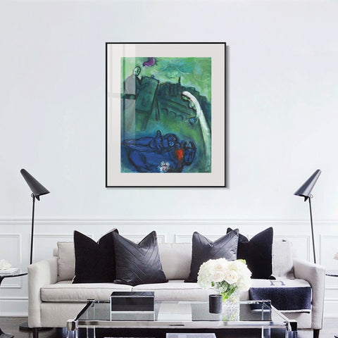 INVIN ART Mental Framed Canvas Giclee Print Art Presence by Marc Chagall Wall Art Living Room Home Office Decorations