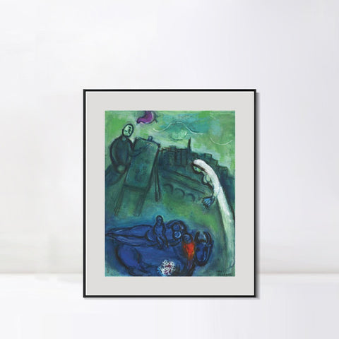 INVIN ART Mental Framed Canvas Giclee Print Art Presence by Marc Chagall Wall Art Living Room Home Office Decorations