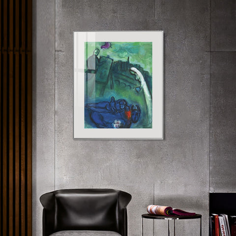 INVIN ART Mental Framed Canvas Giclee Print Art Presence by Marc Chagall Wall Art Living Room Home Office Decorations