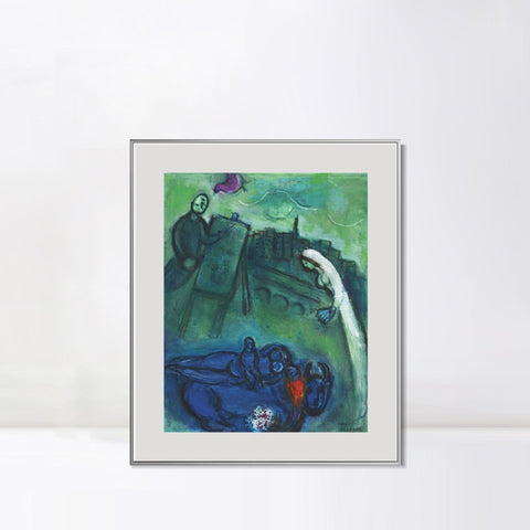 INVIN ART Mental Framed Canvas Giclee Print Art Presence by Marc Chagall Wall Art Living Room Home Office Decorations