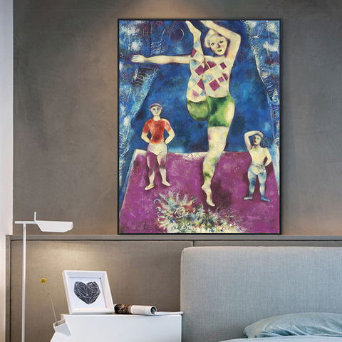 INVIN ART Framed Canvas Giclee Print Art Rhythmic Gymnastics by Marc Chagall Wall Art Living Room Home Office Decorations