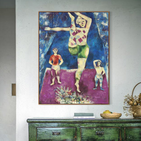 INVIN ART Framed Canvas Giclee Print Art Rhythmic Gymnastics by Marc Chagall Wall Art Living Room Home Office Decorations