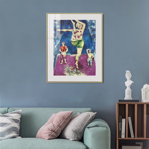 INVIN ART Mental Framed Canvas Giclee Print Art Rhythmic gymnastics by Marc Chagall Wall Art Living Room Home Office Decorations