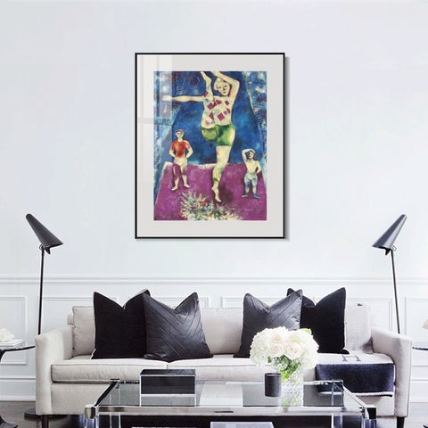 INVIN ART Mental Framed Canvas Giclee Print Art Rhythmic gymnastics by Marc Chagall Wall Art Living Room Home Office Decorations