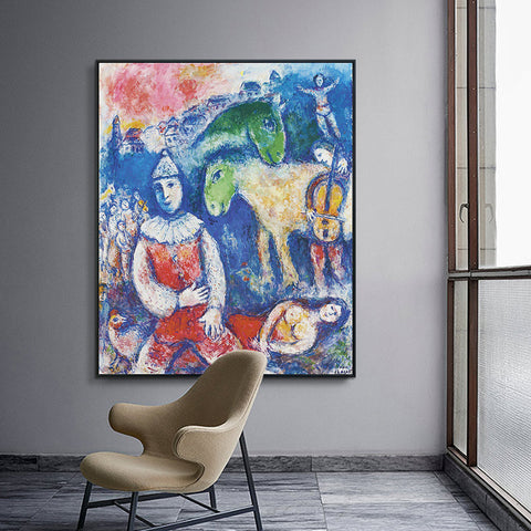 INVIN ART Framed Canvas Giclee Print Art Rider and Horses by Marc Chagall Wall Art Living Room Home Office Decorations