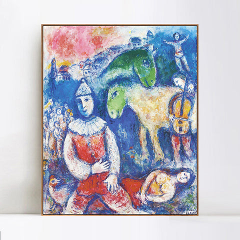 INVIN ART Framed Canvas Giclee Print Art Rider and Horses by Marc Chagall Wall Art Living Room Home Office Decorations