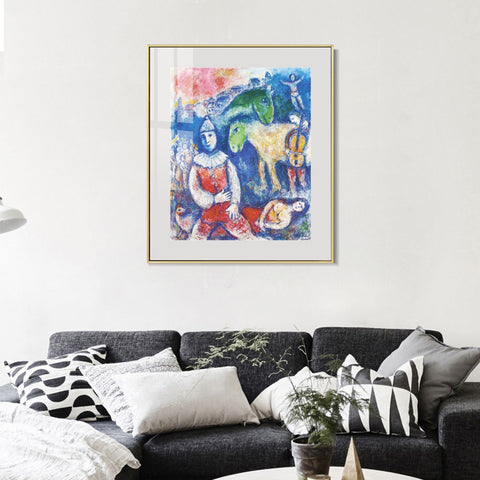 INVIN ART Mental Framed Canvas Giclee Print Art Rider and  horses by Marc Chagall Wall Art Living Room Home Office Decorations