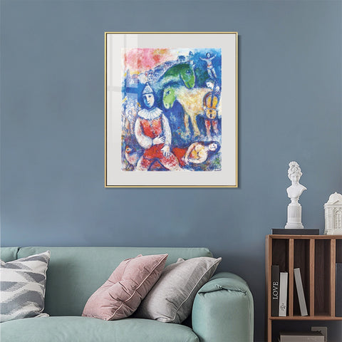 INVIN ART Mental Framed Canvas Giclee Print Art Rider and  horses by Marc Chagall Wall Art Living Room Home Office Decorations