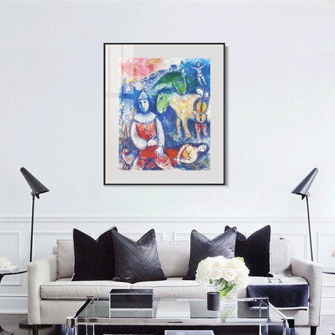 INVIN ART Mental Framed Canvas Giclee Print Art Rider and  horses by Marc Chagall Wall Art Living Room Home Office Decorations