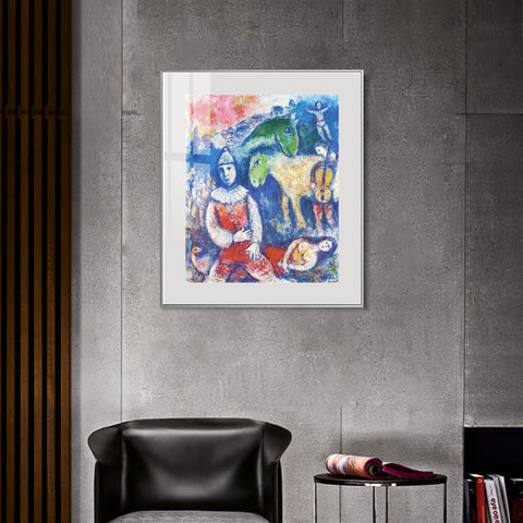 INVIN ART Mental Framed Canvas Giclee Print Art Rider and  horses by Marc Chagall Wall Art Living Room Home Office Decorations