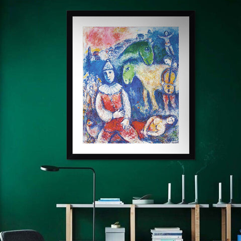 INVIN ART Framed Canvas Giclee Print Art Rider and Horses by Marc Chagall Wall Art Living Room Home Office Decorations