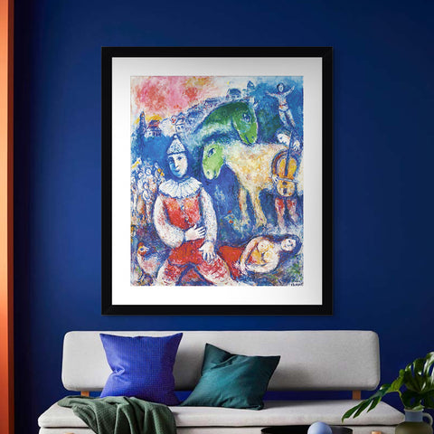 INVIN ART Framed Canvas Giclee Print Art Rider and Horses by Marc Chagall Wall Art Living Room Home Office Decorations