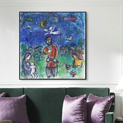INVIN ART Framed Canvas Giclee Print Art Soldier by Marc Chagall Wall Art Living Room Home Office Decorations