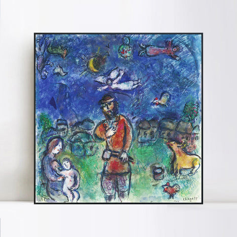 INVIN ART Framed Canvas Giclee Print Art Soldier by Marc Chagall Wall Art Living Room Home Office Decorations