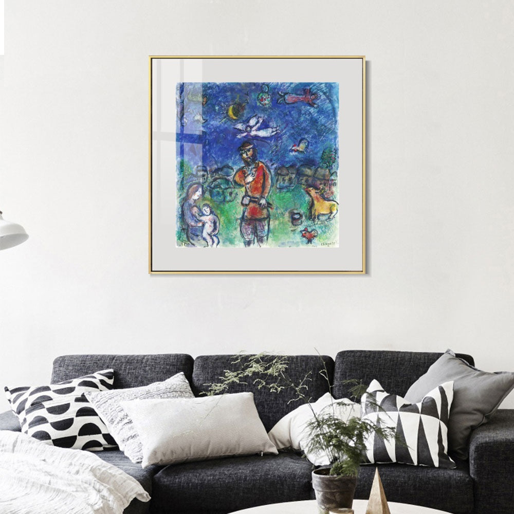 INVIN ART Mental Framed Canvas Giclee Print Art Soldier by Marc Chagall Wall Art Living Room Home Office Decorations
