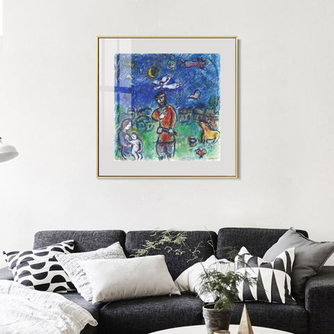 INVIN ART Mental Framed Canvas Giclee Print Art Soldier by Marc Chagall Wall Art Living Room Home Office Decorations