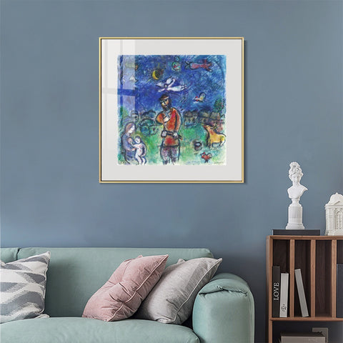 INVIN ART Mental Framed Canvas Giclee Print Art Soldier by Marc Chagall Wall Art Living Room Home Office Decorations