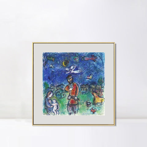 INVIN ART Mental Framed Canvas Giclee Print Art Soldier by Marc Chagall Wall Art Living Room Home Office Decorations