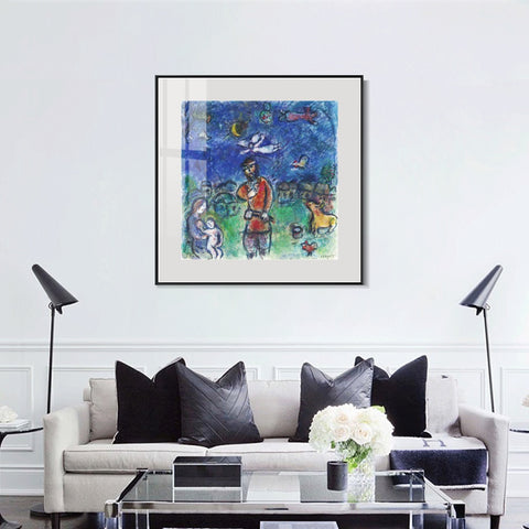 INVIN ART Mental Framed Canvas Giclee Print Art Soldier by Marc Chagall Wall Art Living Room Home Office Decorations