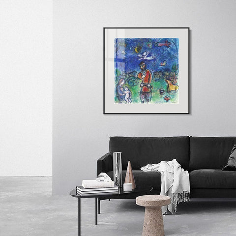 INVIN ART Mental Framed Canvas Giclee Print Art Soldier by Marc Chagall Wall Art Living Room Home Office Decorations