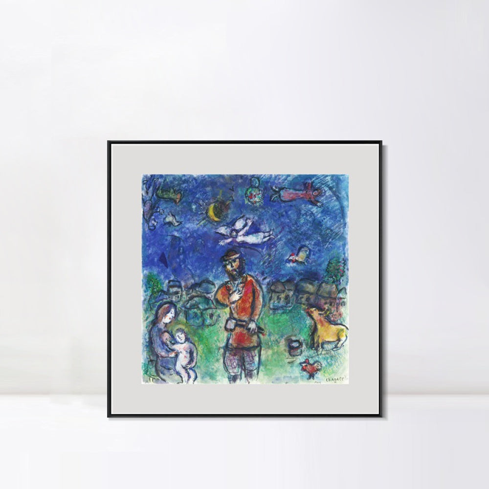 INVIN ART Mental Framed Canvas Giclee Print Art Soldier by Marc Chagall Wall Art Living Room Home Office Decorations