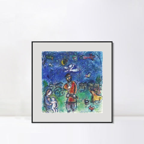 INVIN ART Mental Framed Canvas Giclee Print Art Soldier by Marc Chagall Wall Art Living Room Home Office Decorations