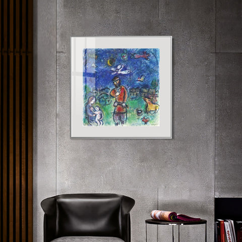 INVIN ART Mental Framed Canvas Giclee Print Art Soldier by Marc Chagall Wall Art Living Room Home Office Decorations