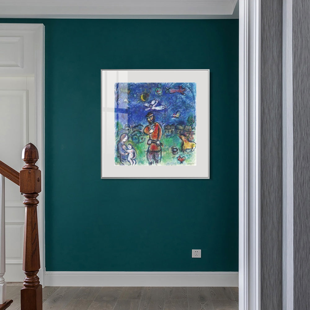 INVIN ART Mental Framed Canvas Giclee Print Art Soldier by Marc Chagall Wall Art Living Room Home Office Decorations