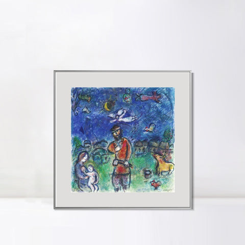 INVIN ART Mental Framed Canvas Giclee Print Art Soldier by Marc Chagall Wall Art Living Room Home Office Decorations