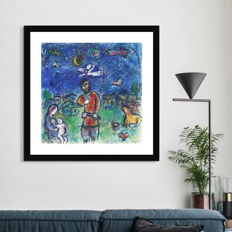 INVIN ART Framed Canvas Giclee Print Art Soldier by Marc Chagall Wall Art Living Room Home Office Decorations