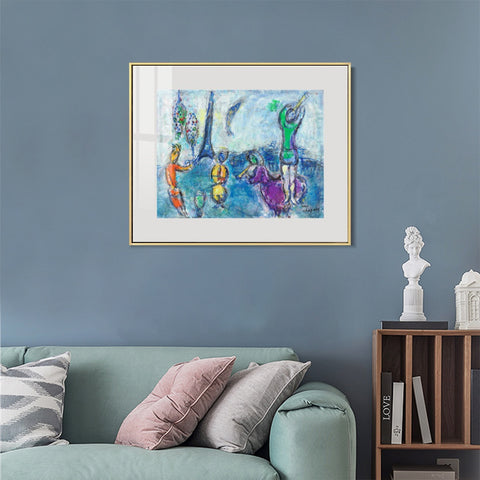 INVIN ART Mental Framed Canvas Giclee Print Art Tower and human by Marc Chagall Wall Art Living Room Home Office Decorations