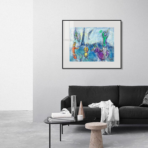 INVIN ART Mental Framed Canvas Giclee Print Art Tower and human by Marc Chagall Wall Art Living Room Home Office Decorations