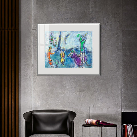 INVIN ART Mental Framed Canvas Giclee Print Art Tower and human by Marc Chagall Wall Art Living Room Home Office Decorations