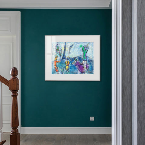 INVIN ART Mental Framed Canvas Giclee Print Art Tower and human by Marc Chagall Wall Art Living Room Home Office Decorations