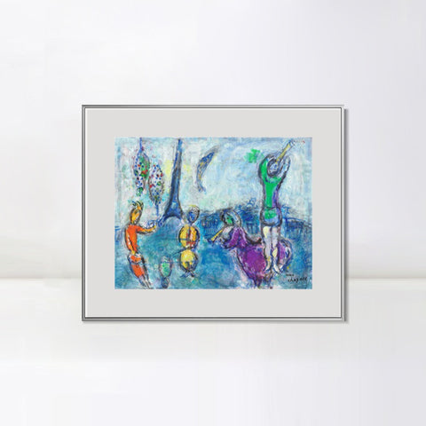 INVIN ART Mental Framed Canvas Giclee Print Art Tower and human by Marc Chagall Wall Art Living Room Home Office Decorations