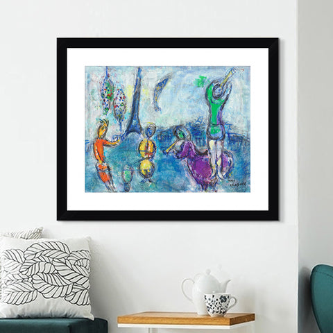 INVIN ART Framed Canvas Giclee Print Art Tower and Human by Marc Chagall Wall Art Living Room Home Office Decorations
