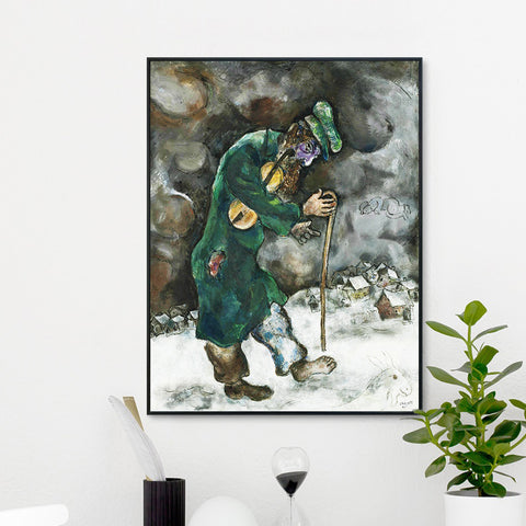INVIN ART Framed Canvas Giclee Print Art Vagrant by Marc Chagall Wall Art Living Room Home Office Decorations