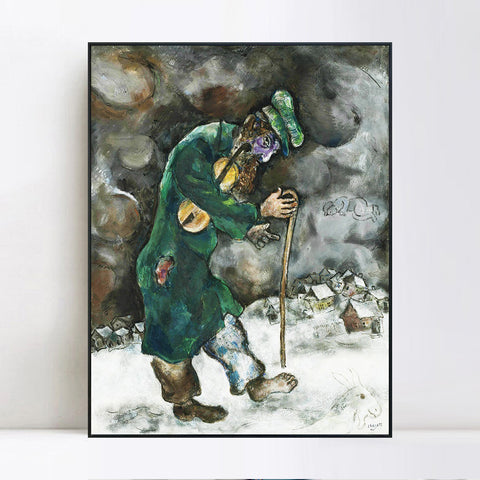 INVIN ART Framed Canvas Giclee Print Art Vagrant by Marc Chagall Wall Art Living Room Home Office Decorations