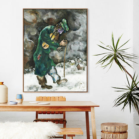 INVIN ART Framed Canvas Giclee Print Art Vagrant by Marc Chagall Wall Art Living Room Home Office Decorations