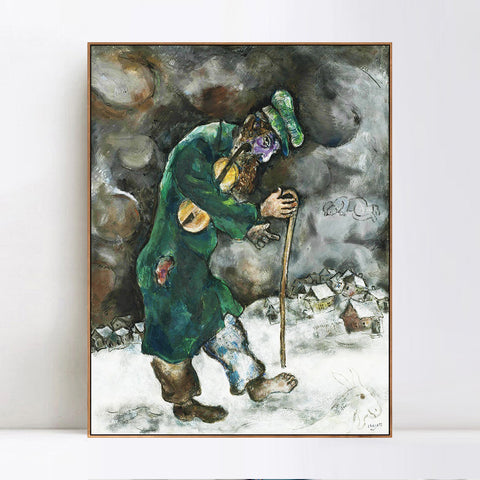 INVIN ART Framed Canvas Giclee Print Art Vagrant by Marc Chagall Wall Art Living Room Home Office Decorations
