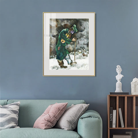 INVIN ART Mental Framed Canvas Giclee Print Art Vagrant by Marc Chagall Wall Art Living Room Home Office Decorations