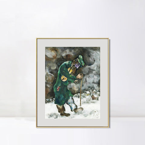INVIN ART Mental Framed Canvas Giclee Print Art Vagrant by Marc Chagall Wall Art Living Room Home Office Decorations