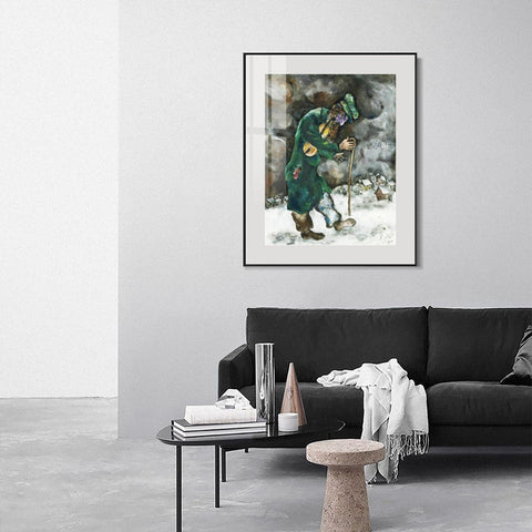 INVIN ART Mental Framed Canvas Giclee Print Art Vagrant by Marc Chagall Wall Art Living Room Home Office Decorations